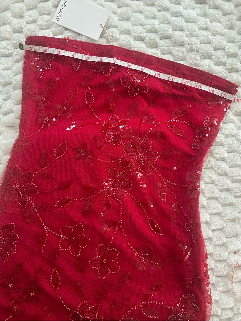 Peppermayo Red Sequin Floral Mini Skirt - Picture 3 of 6